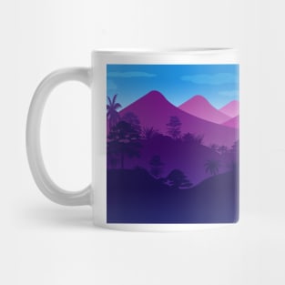 Forest Mountain Silhouette Blue purple Mug